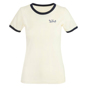 Ladies Crested Ringer Tee - T-Shirts - Straight Up Apparel - Straight Up Apparel