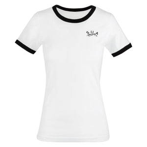 Ladies Crested Ringer Tee - T-Shirts - Straight Up Apparel - Straight Up Apparel